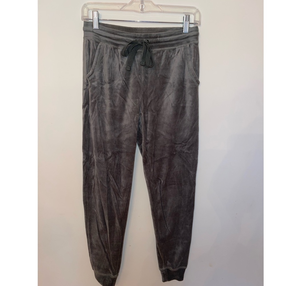 AERIE VELOUR SKINNY SWEAT PANTS • SIZE XS • GREEN/ GREY COLOUR
